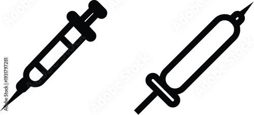 Set of 2 medical syringe icons vector