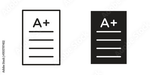 Report card icon set. Linear style. Vector icons