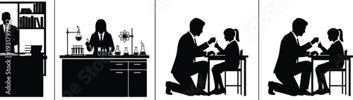 Education and science silhouette illustration, academic study