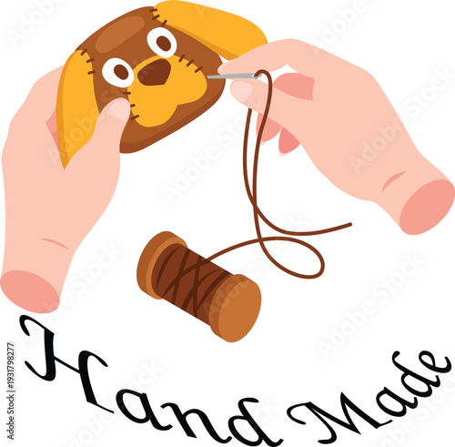 Making of dog doll handmade. hand made gift, creative needlecraft workshop, toy animal production