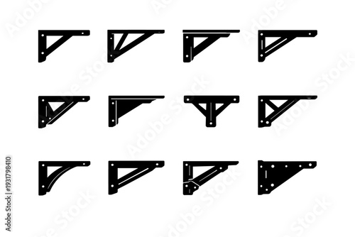 Construction thick geometry furniture simple generation image icon component hardware form brace
