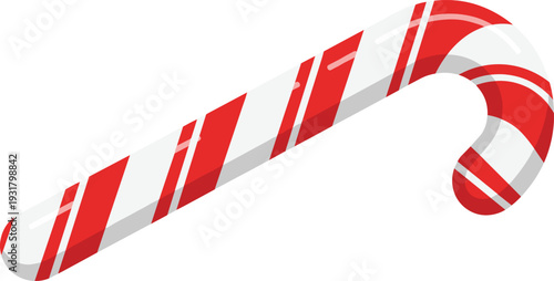 Vibrant candy cane with red and white stripes for Christmas decoration