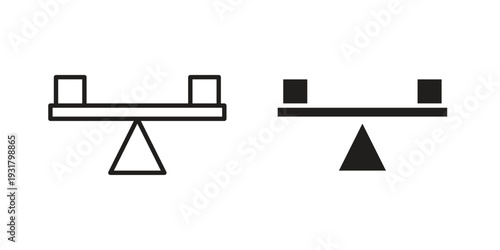 Seesaw icon set. Linear style. Vector icons