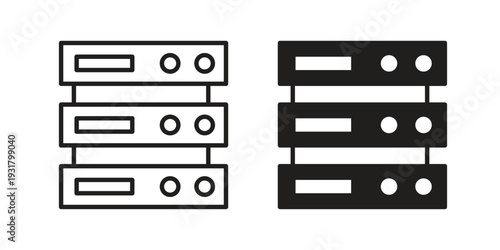 Server rack icon set. Linear style. Vector icons