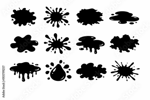 Simple stain image irregular vector blot spill mark silhouette ink icon shape