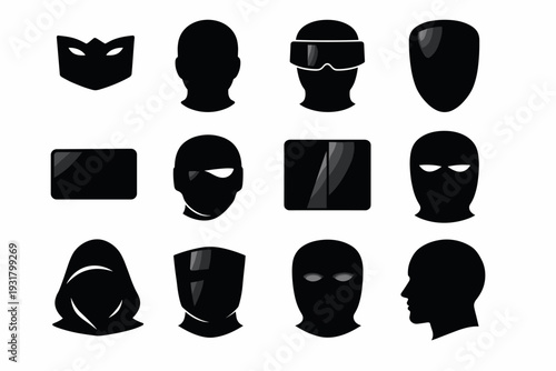 Mask blocking cover icons panel face vector facial filter obscuring guard shadow