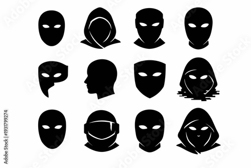 Conceal cover icons icon face vector privacy mask layer shadow screen silhouette