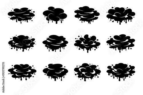 Spill icon forms ink vector silhouette stain blot stacked shapes