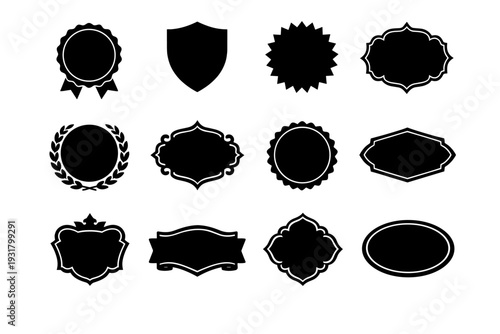 Timeless ornamental medallion vector shape seal decorative elegant collection badge flat vintage