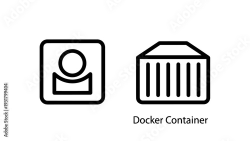 User and Docker Container Icons: User Profile Icon and Shipping Container