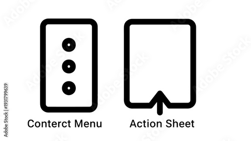 Context Menu and Action Sheet UI Elements: Clean Line Icons for Mobile App Design and User Interface Development