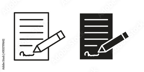 Signed contract icon set. Linear style. Vector icons