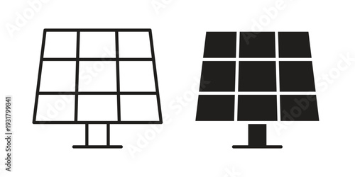 Solar panel icon set. Linear style. Vector icons