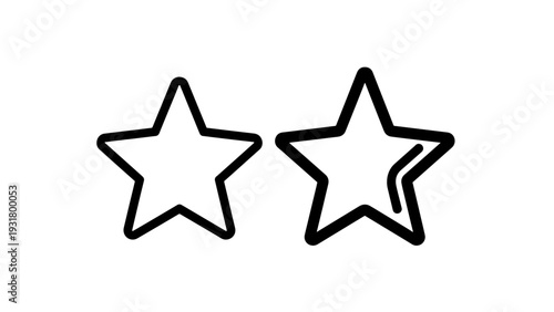 Two star icons, one outlined and one filled, representing rating, feedback, or quality assessment in reviews and evaluations.