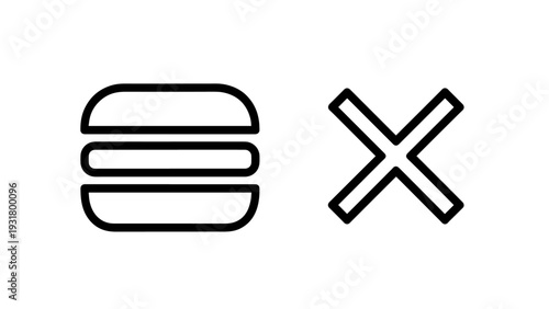 Hamburger menu icon next to a large 'X', representing navigation options, toggling menus, or the action of closing a website interface.