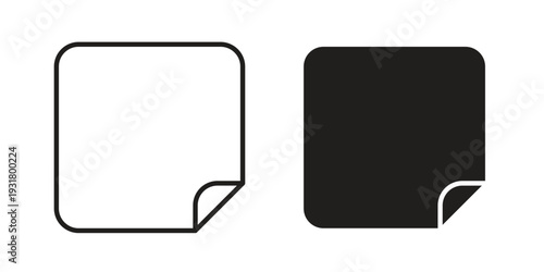 Sticky note icon set. Linear style. Vector icons