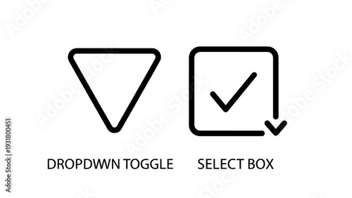Dropdown toggle arrow icon beside a select box with a checkmark, representing user interface elements for forms and options.