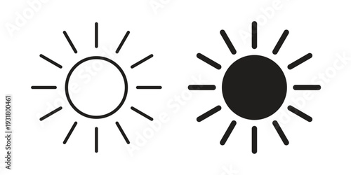 Sun icon set. Linear style. Vector icons