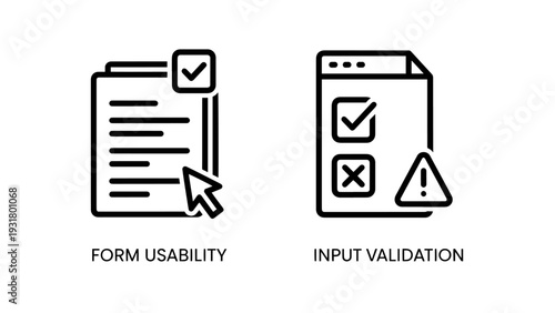 Digital Form Interaction and Data Verification Icons: Form Usability and Input Validation Concepts for Web and Software Design