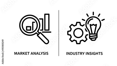 Market Analysis and Industry Insights Business Research and Data Driven Strategy Icons