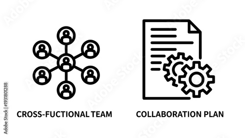 Cross-Functional Team and Collaboration Plan Business Workplace Icons for Project Management