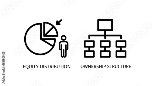 Business Equity Distribution and Corporate Ownership Structure Icons for Finance and Investment Management