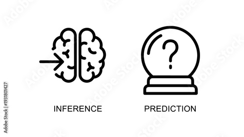 Data Inference and Future Prediction Icons for Artificial Intelligence, Analytics, and Decision Making