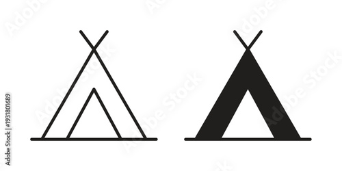 Tent icon set. Linear style. Vector icons