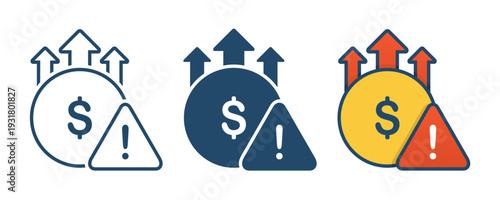 Overbudget Symbol. Rising Expenses Warning Icon. Vector Illustration