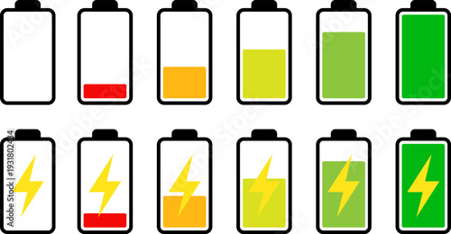 Battery icons showing various charge levels