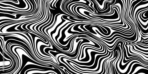 Abstract swirling lines create a mesmerizing black and white optical illusion