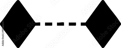 Quantum Entanglement Silhouette Minimalist Diamond Shapes Connected by Dashed Line Physics Flat Vector Icon