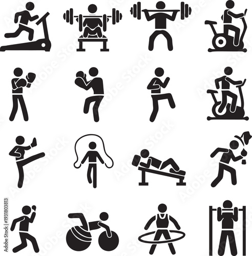 Gym workout, fitness, exercise, sports, weightlifting, cardio, boxing, martial arts, active lifestyle, healthy person, training