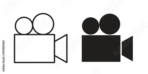 Video camera icon set. Linear style. Vector icons