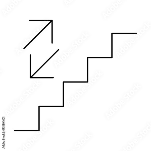 Stairs up and down arrow graph sign icon. Flat web walk step design vector illustration .