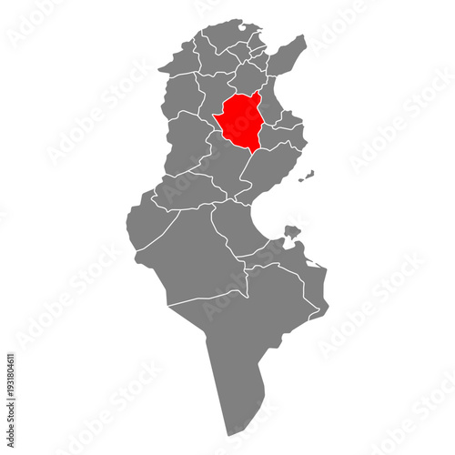 Kairouan of Tunisia Governorates map shape, travel web flat icon vector illustration .