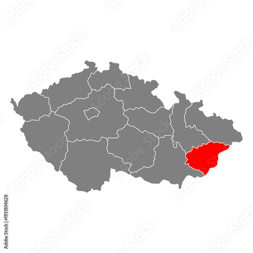 Zlin Region of Czech republic map, travel web flat concept icon vector illustration .