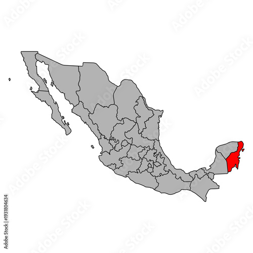 Quintana Roo of Mexico map shape, travel web concept icon vector illustration .