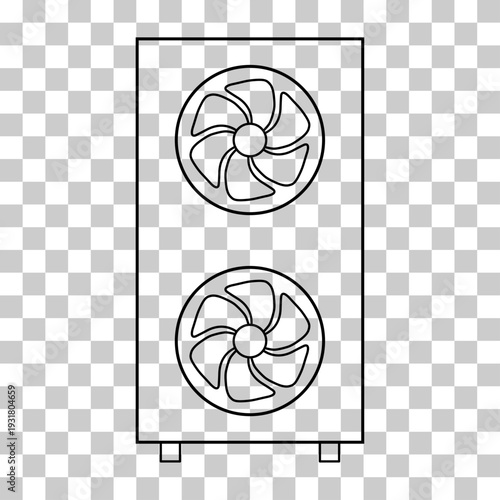 Heat pump air source icon, cooling electric system machine, cool web vector illustration .