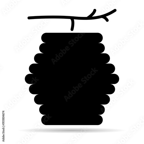 Hive natural shadow icon, bee web flat habitat sign, graphic vector illustration .