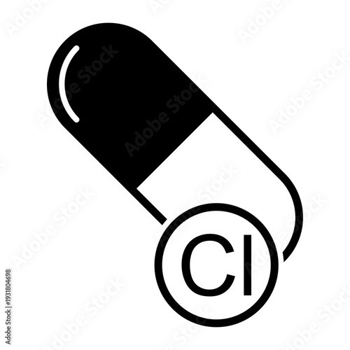 Mineral Cl icon, healthy medicine pill supplement symbol, complex vitamin vector illustration .