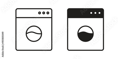 Washing machine icon set. Linear style. Vector icons