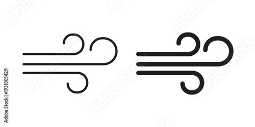 Windy icon set. Linear style. Vector icons