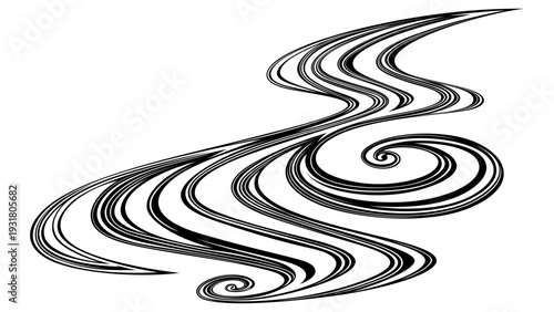 細い線が沢山の流水紋のシルエット素材