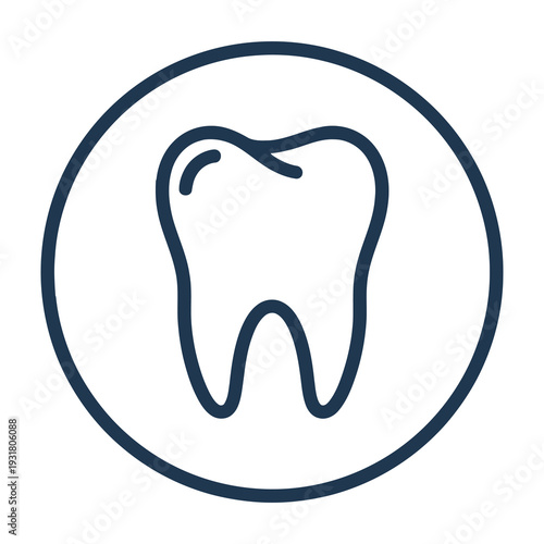 Tooth icon in circle illustration for dental health
