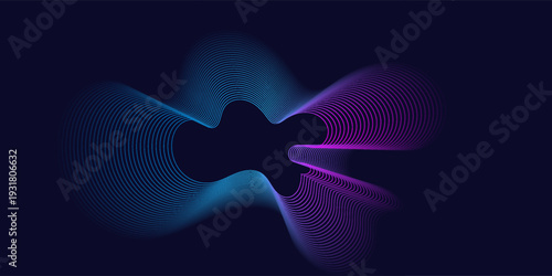 Sound equalizer icons with lines and dots, gradient neon circular sound wave frames, abstract radial music icons.