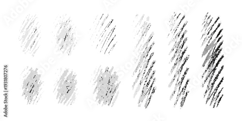 A series of grayscale scribble textures arranged in two rows