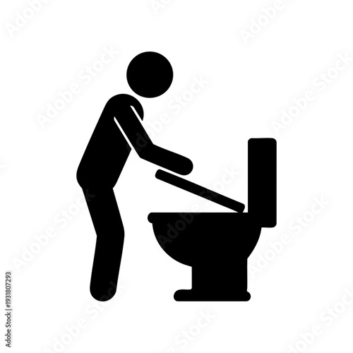 Person Closing Toilet Icon – Bathroom Hygiene, Sanitation and Responsible Restroom Use Symbol