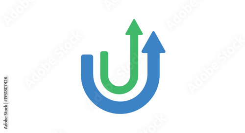 A stylized logo with arrows pointing up.