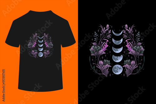 Cosmos Night Stargazers Vintage Celestial Lunar Moon Cycle T-Shirt
